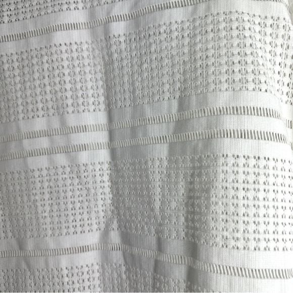 Tibi White Eyelet Semi-Sheer Long Sleeve Top W/Sparkly Shimmer Striped Cuffs 6 - Picture 9 of 14